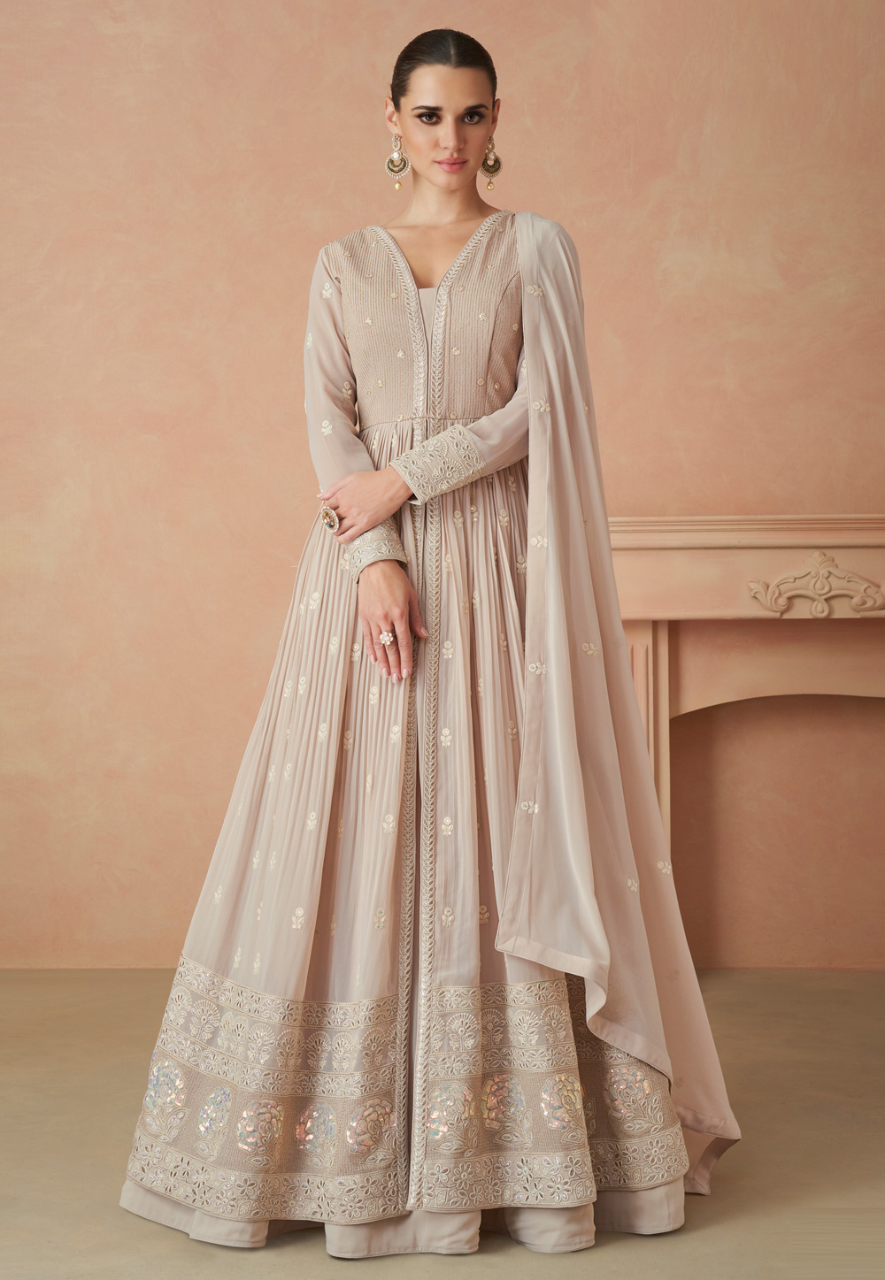 Beige Georgette Anarkali Salwar Kameez 274539