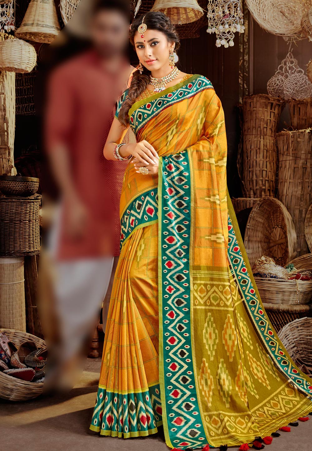 Yellow Silk Festival Wear Saree 204712