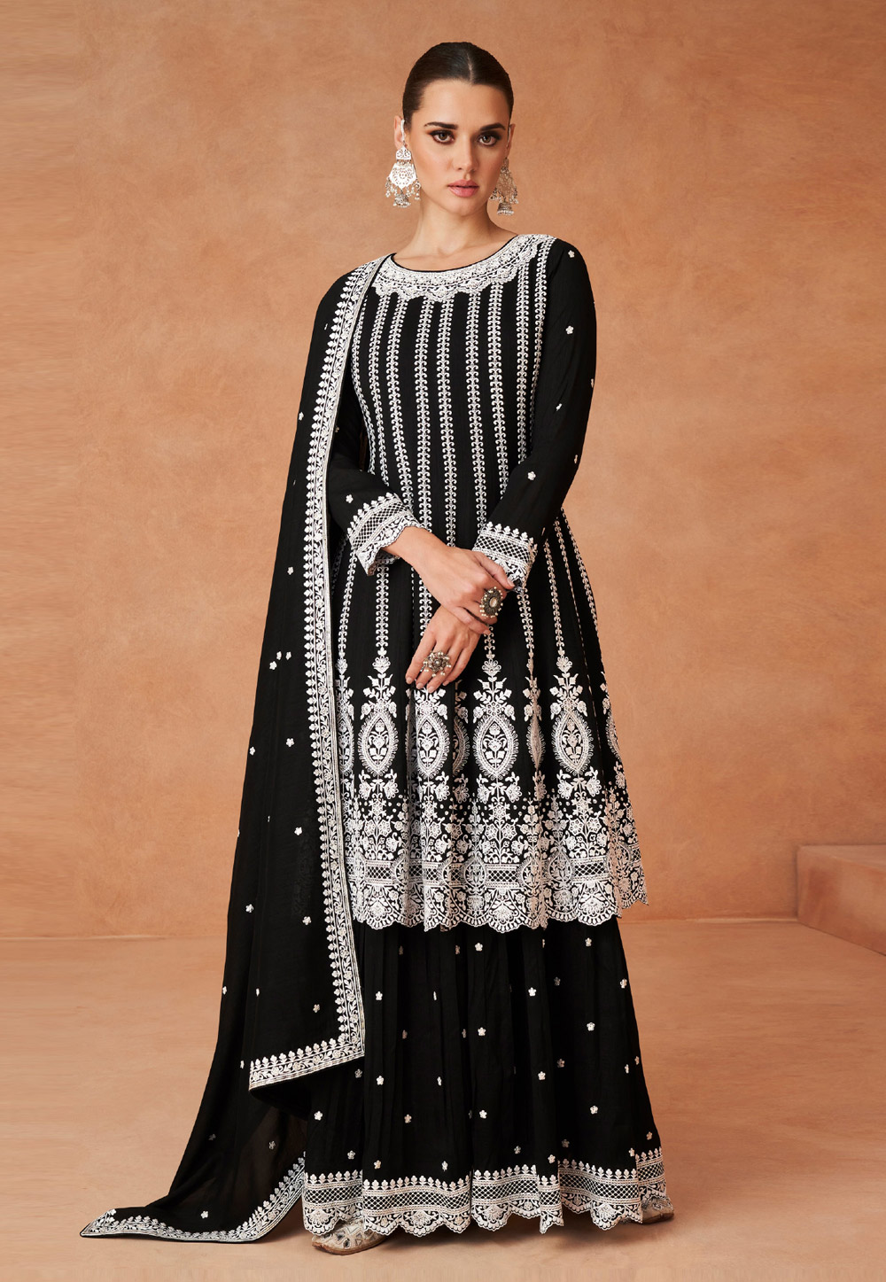 Black Silk Sharara Suit Online 274535