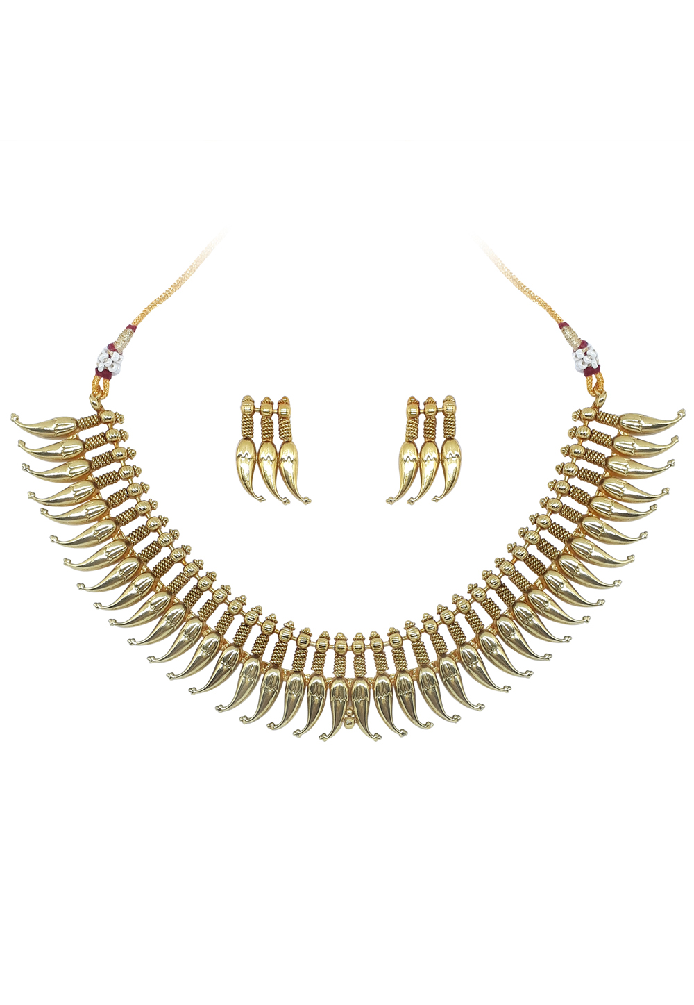 Golden Alloy Austrian Diamond Necklace Set With Earrings 166404