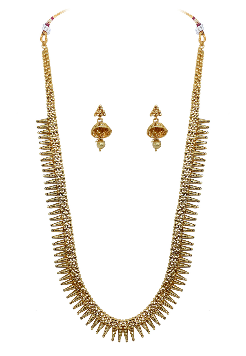 Golden Alloy Austrian Diamond Necklace Set With Earrings 166406