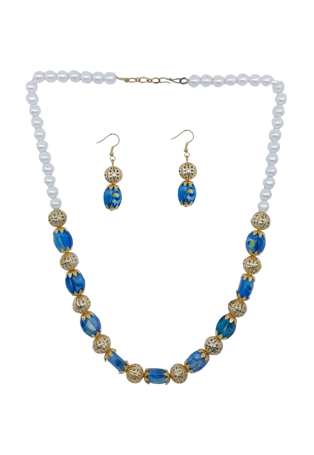 Blue Alloy Austrian Diamond Necklace Set With Earrings 166414