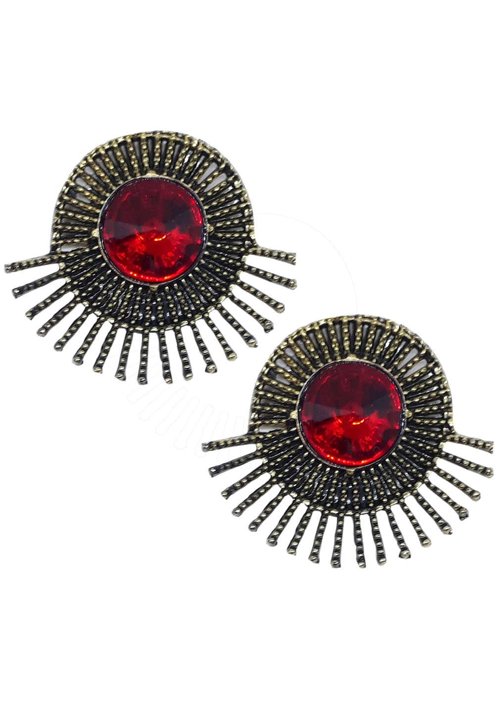 Red Brass Pearl Earrings 172002
