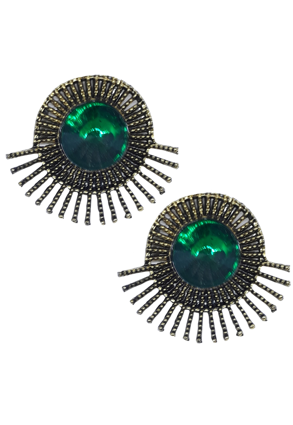 Green Brass Pearl Earrings 172003