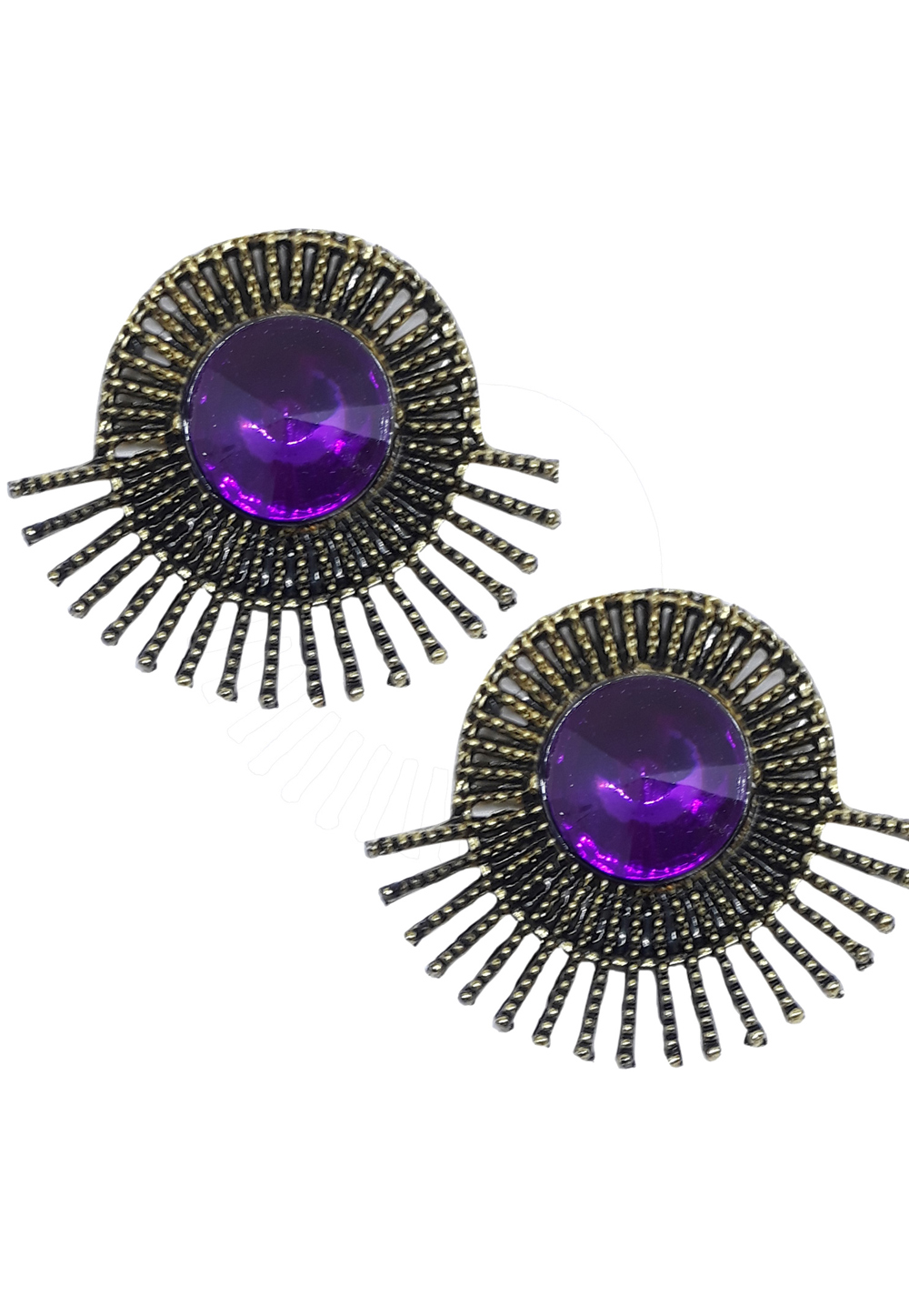 Purple Brass Pearl Earrings 172005