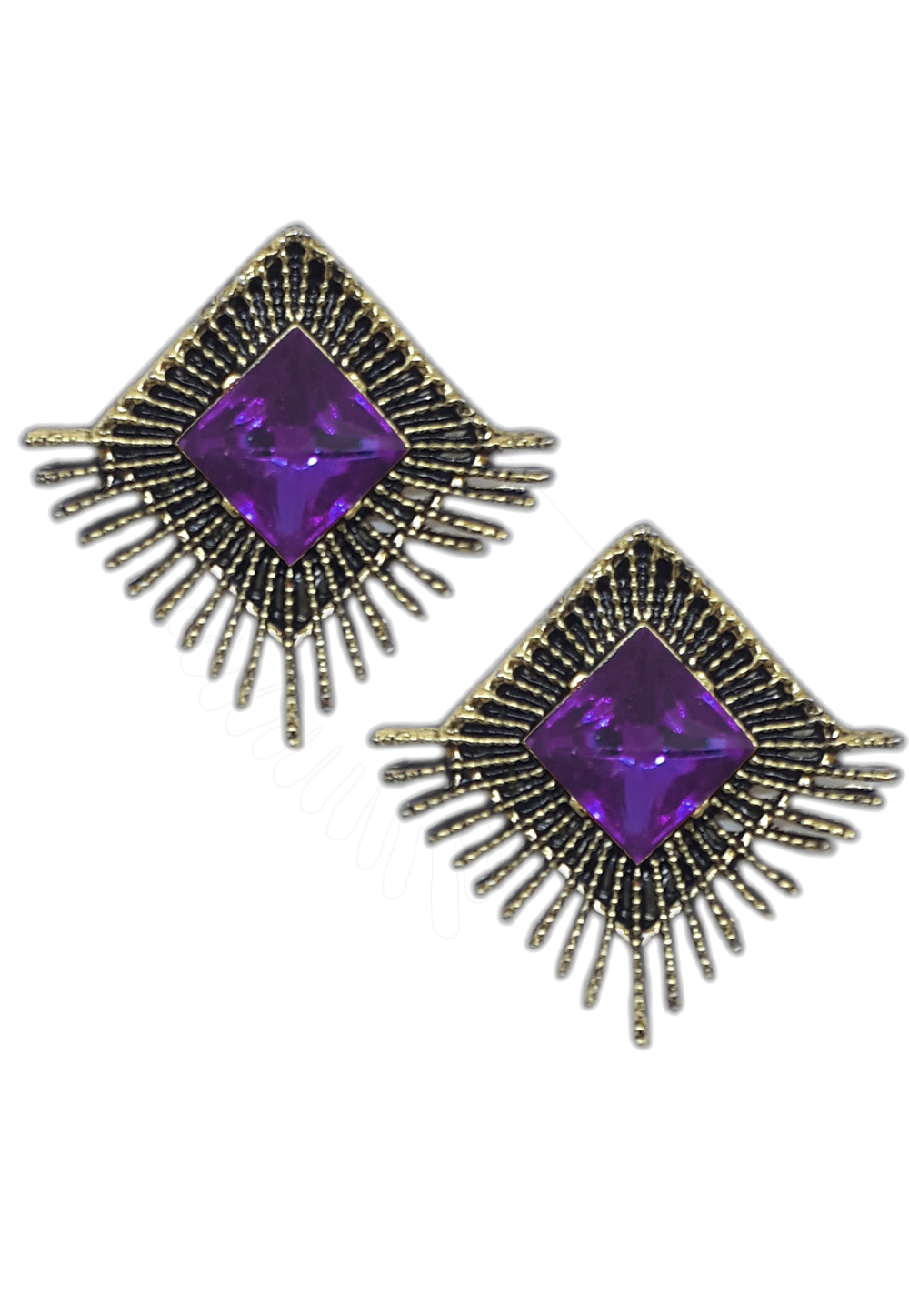 Purple Brass Pearl Earrings 172011