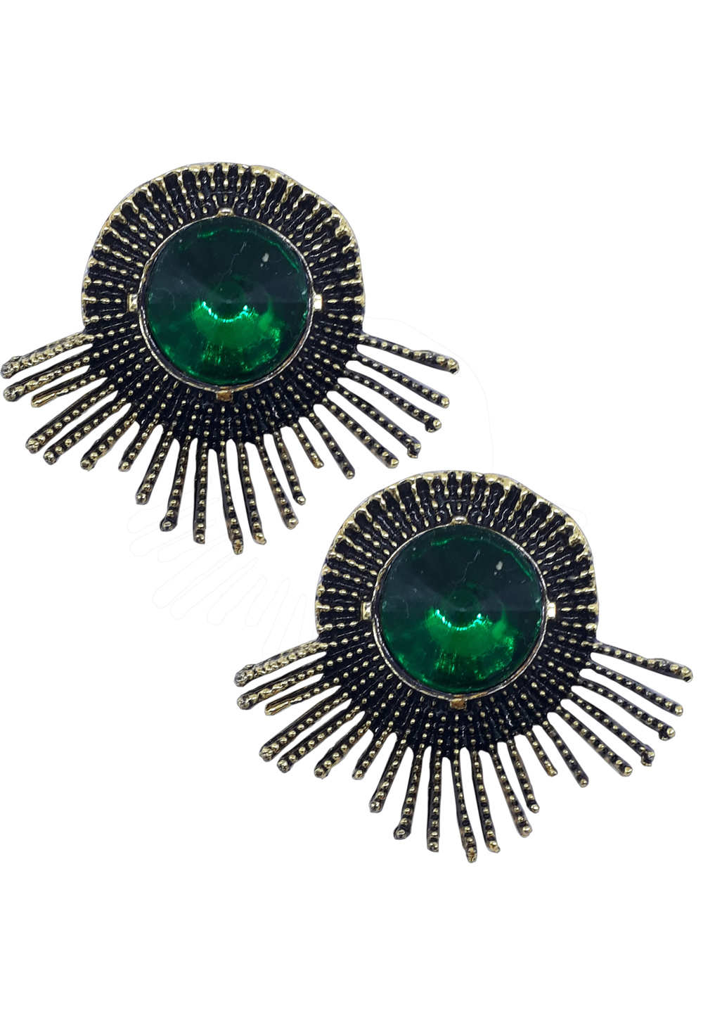 Green Brass Pearl Earrings 172014