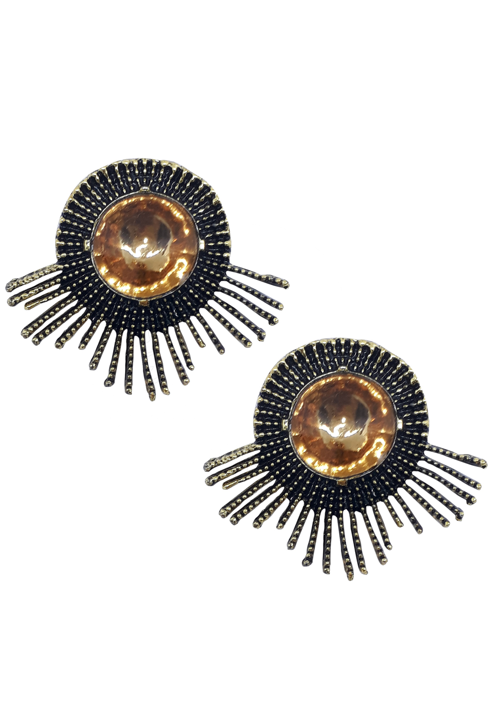 Brown Brass Pearl Earrings 172016