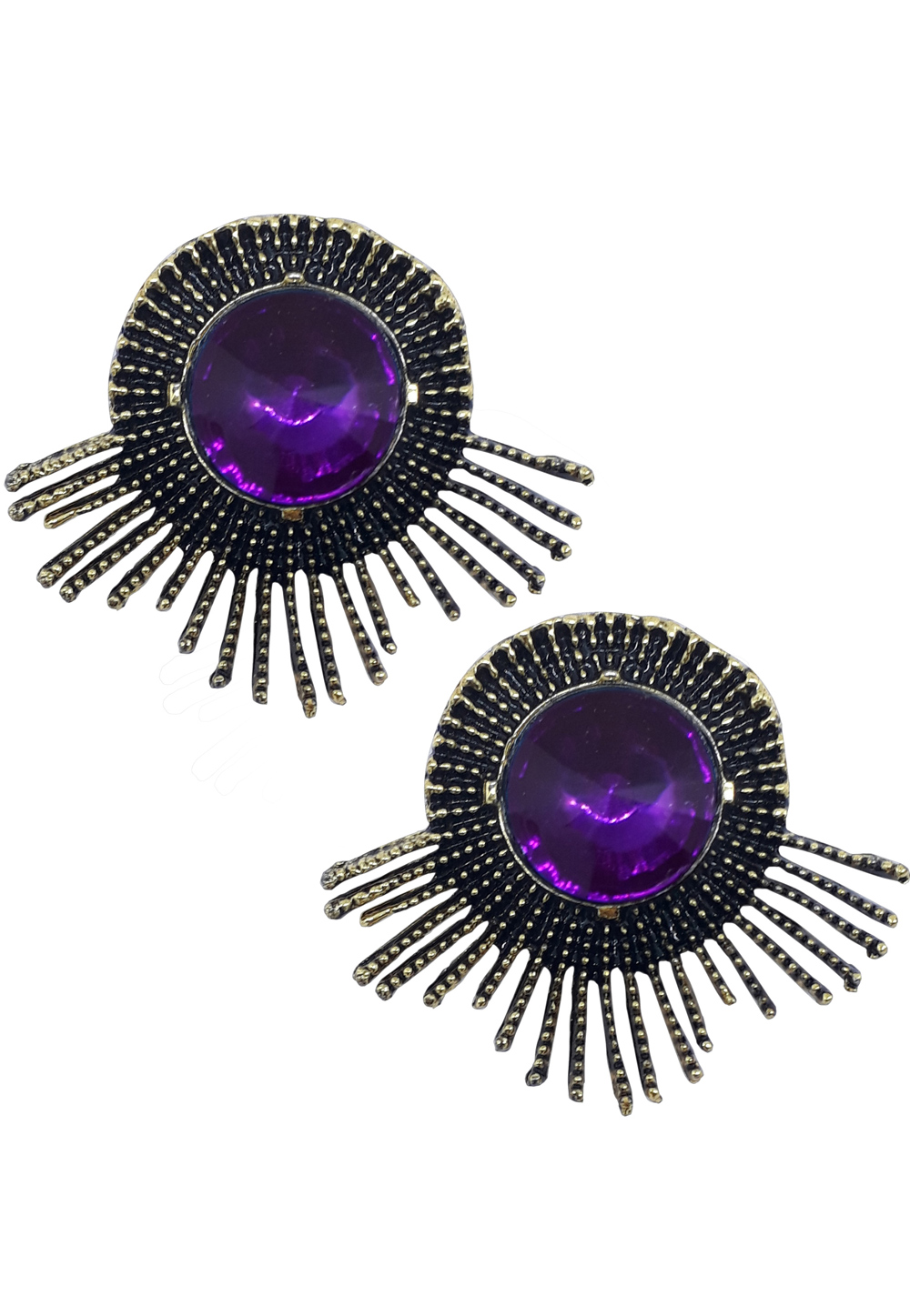 Purple Brass Pearl Earrings 172019