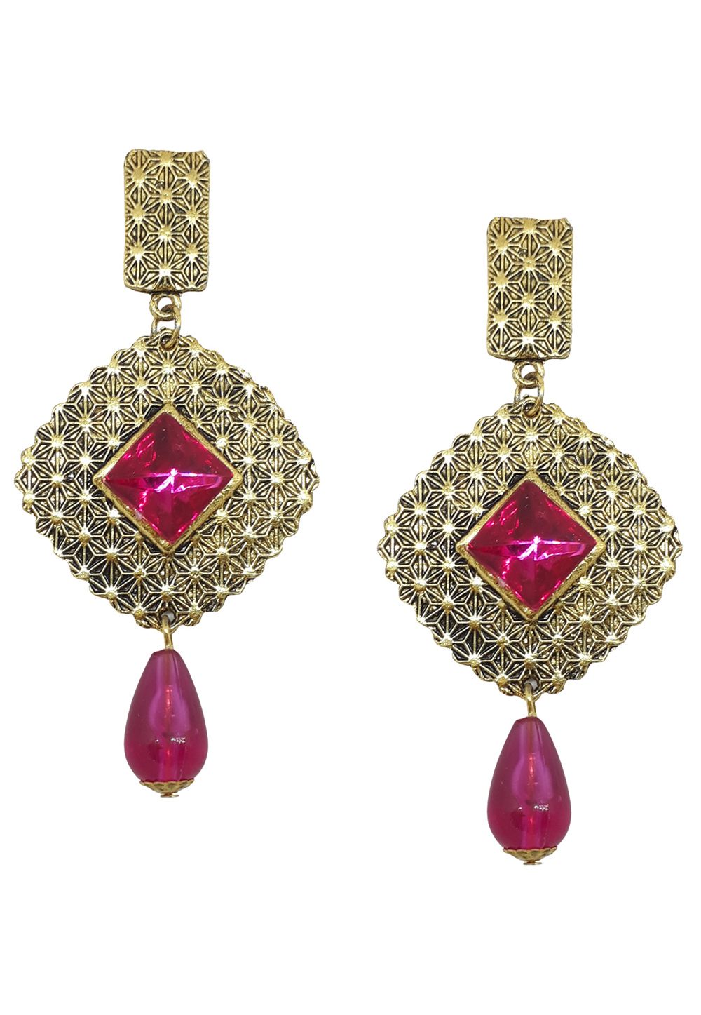 Pink Brass Pearl Earrings 172021