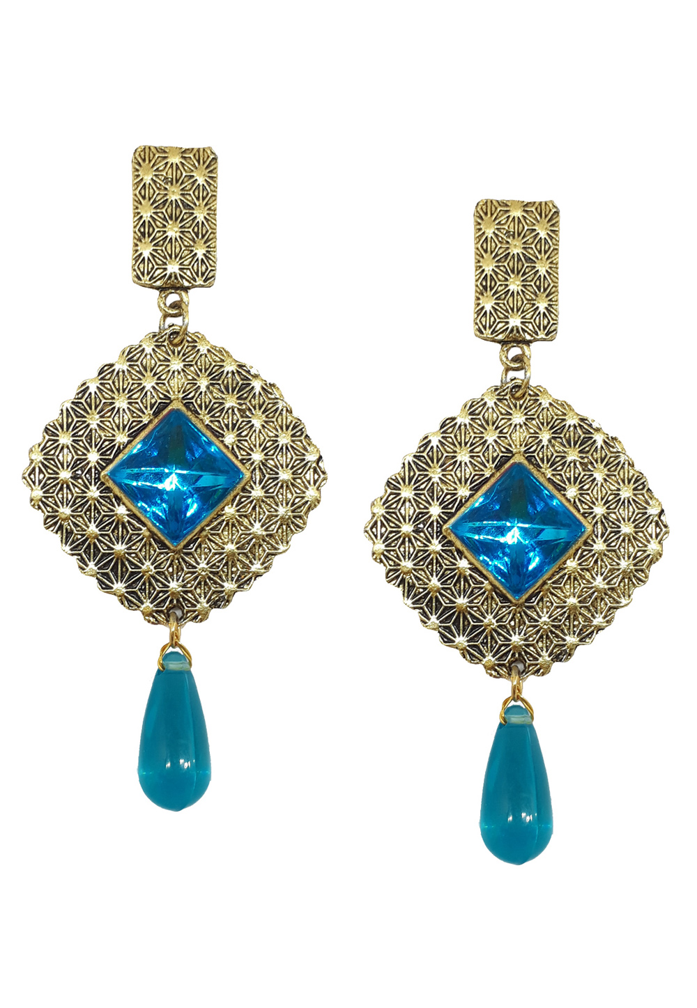 Blue Brass Pearl Earrings 172023