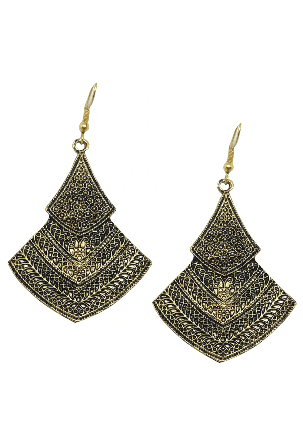 Golden Brass Pearl Earrings 172025