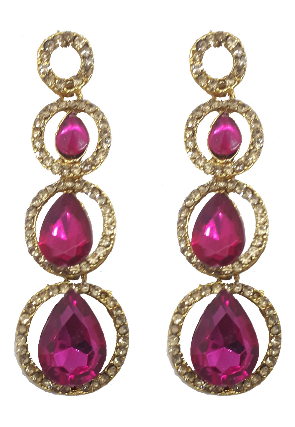 Pink Brass Pearls Earrings 179586