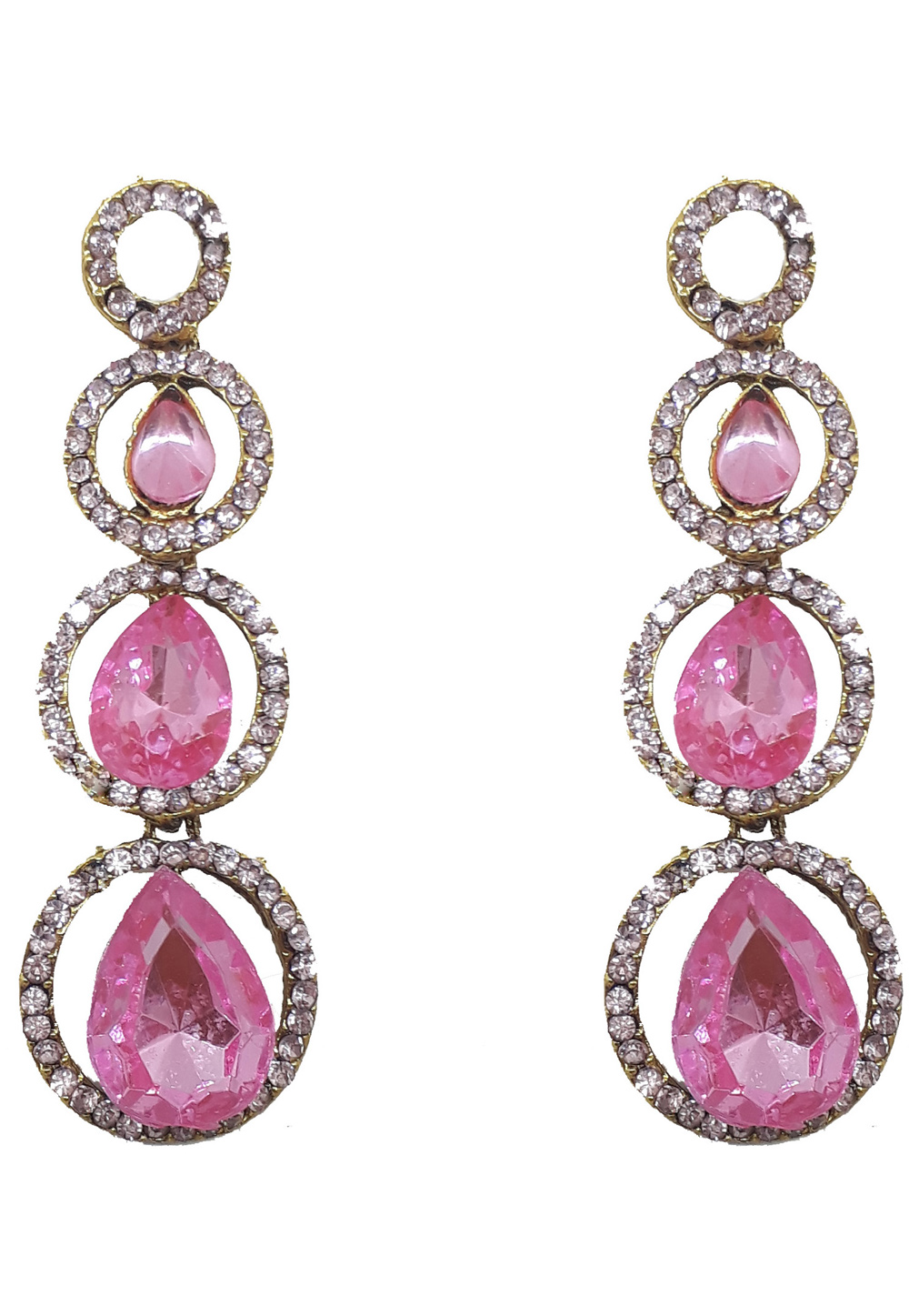 Pink Brass Pearls Earrings 179588