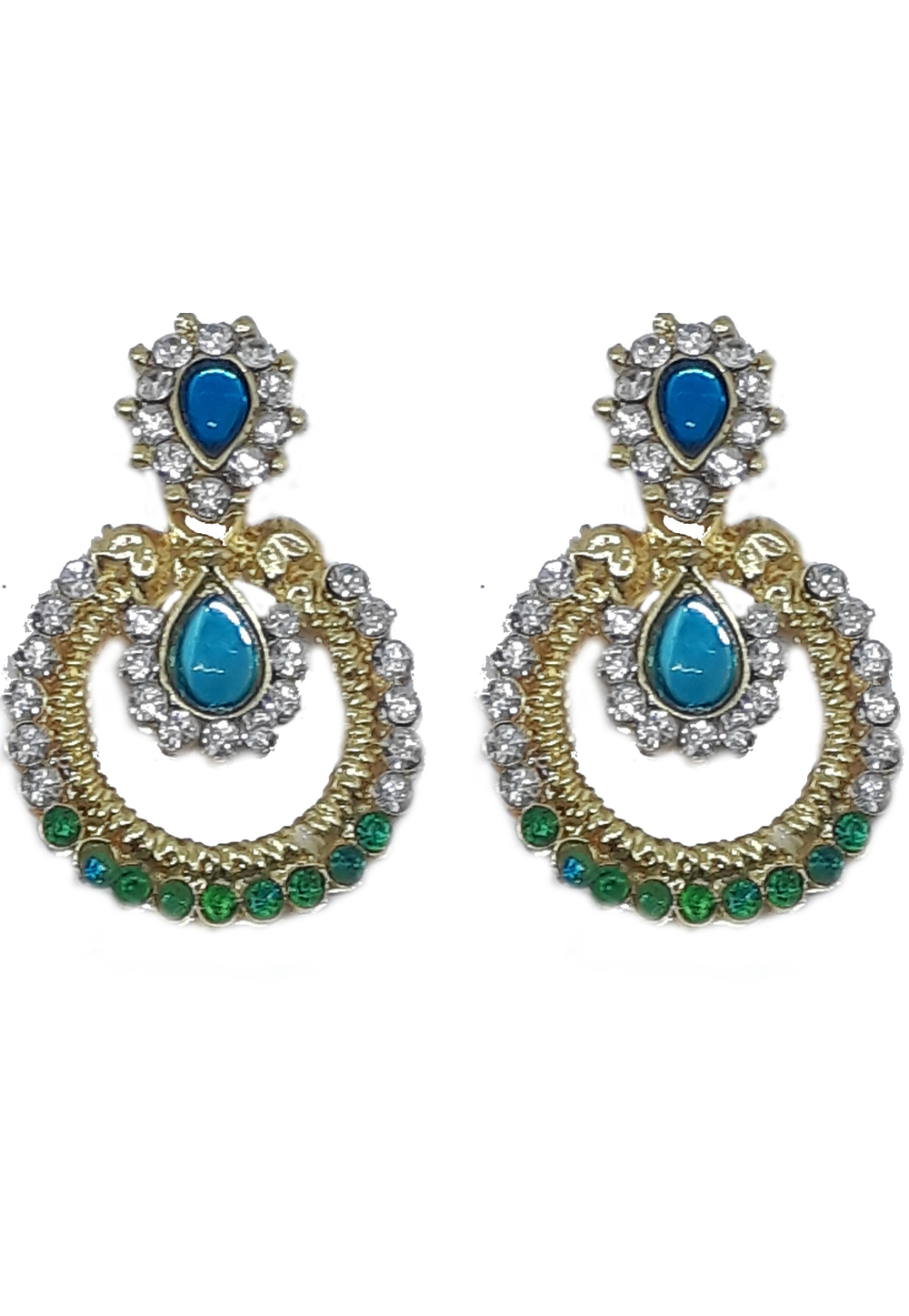 Green Brass Pearls Earrings 179599