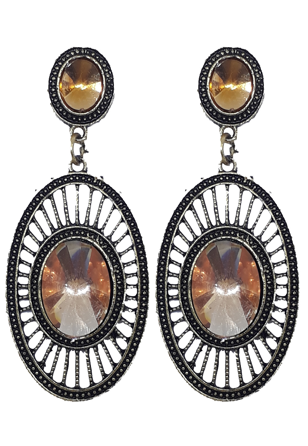 Brown Brass Pearls Earrings 179604