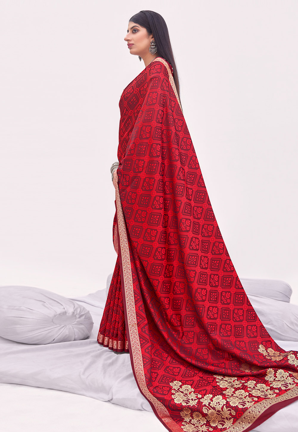 Red Banarasi Festival Wear Saree 242672