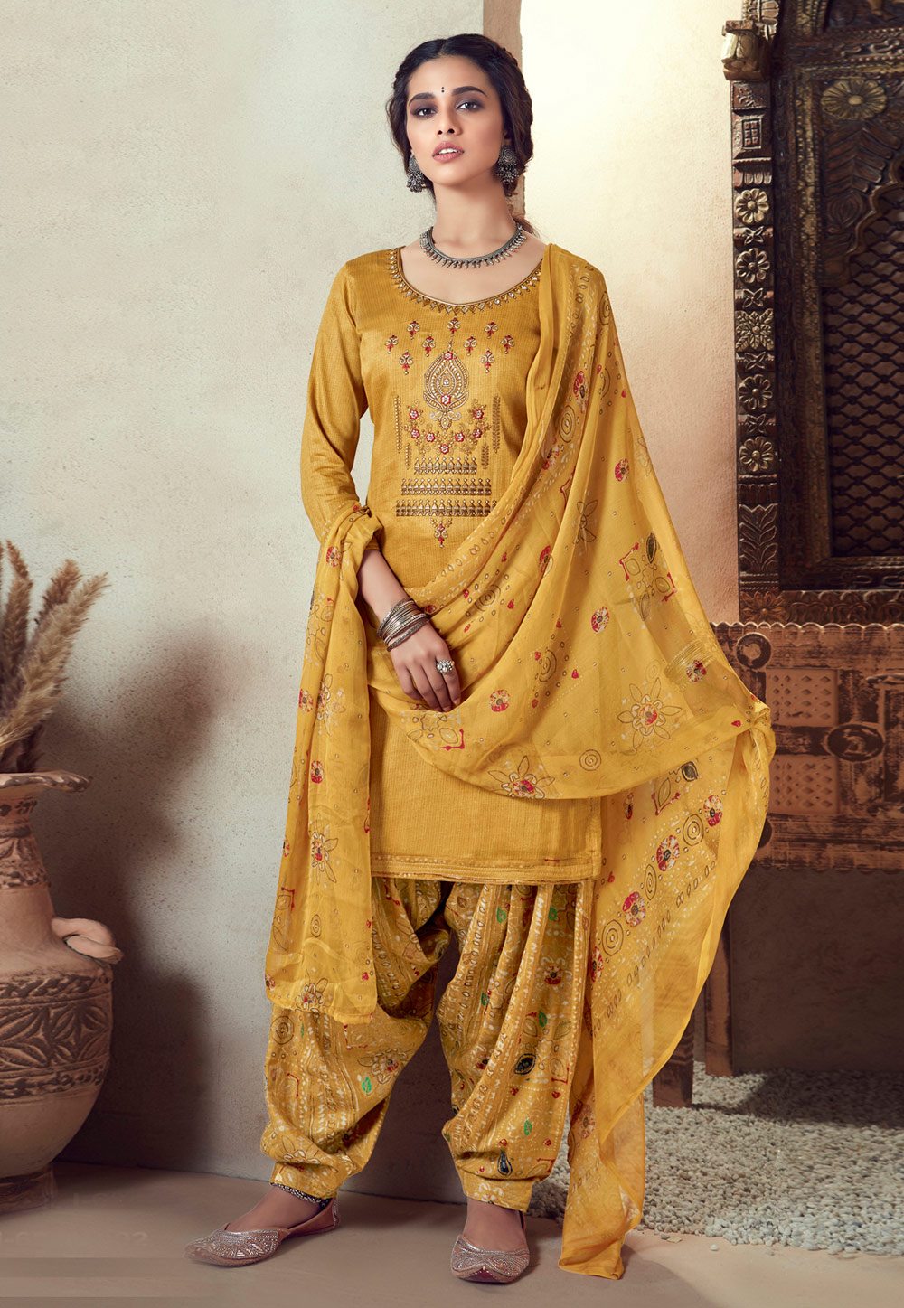 Yellow Cotton Punjabi Suit 205185