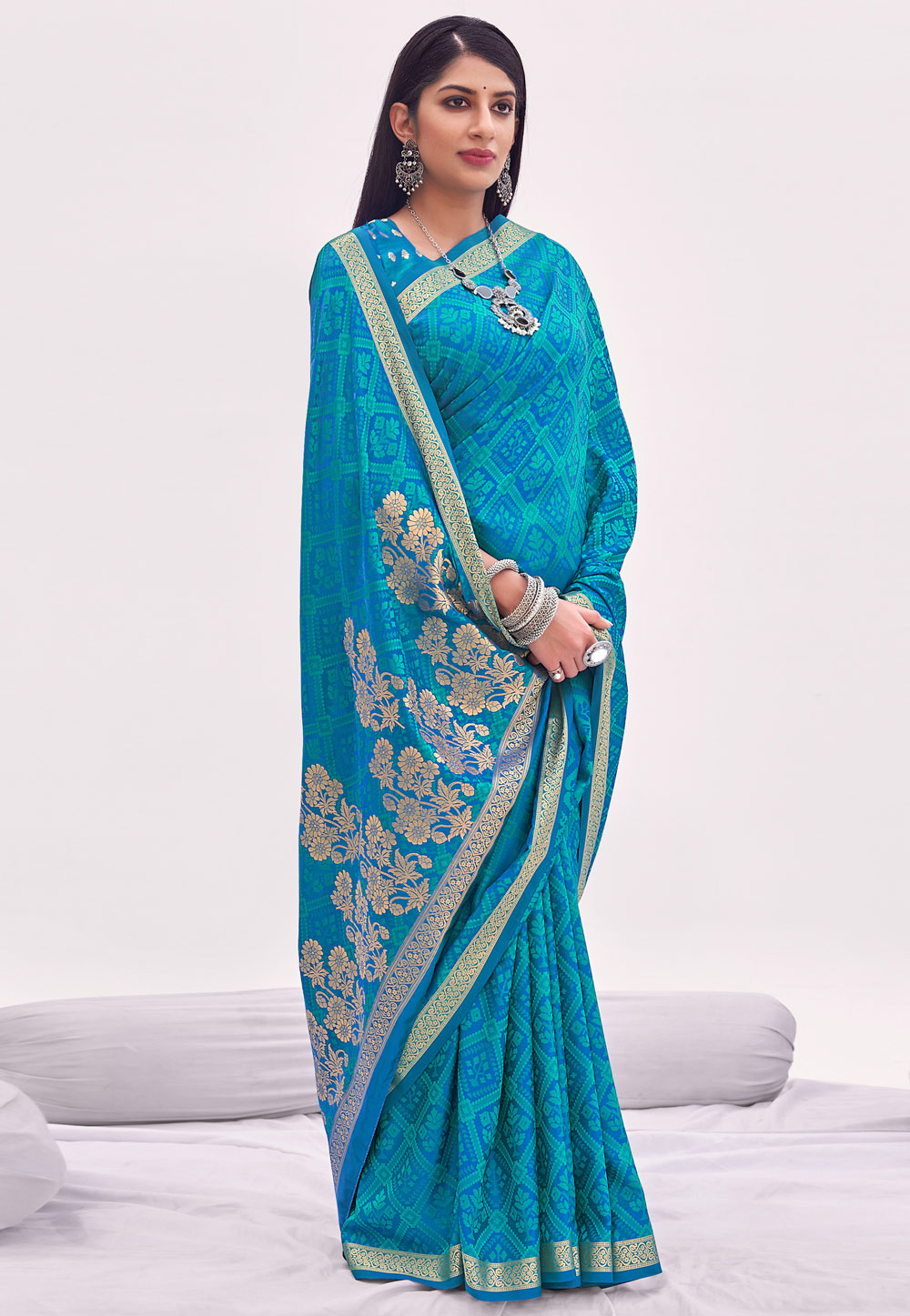 Sky Blue Banarasi Festival Wear Saree 242674