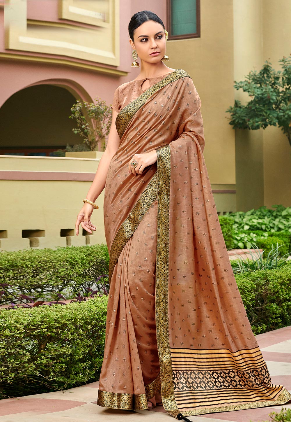 Light Brown Silk Festival Wear Saree 205224