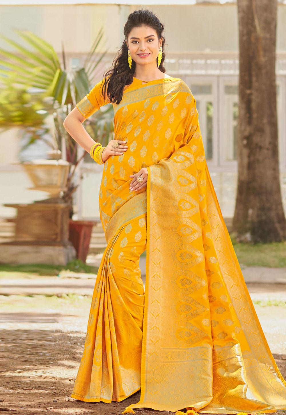 Yellow Silk Festival Wear Saree 205291