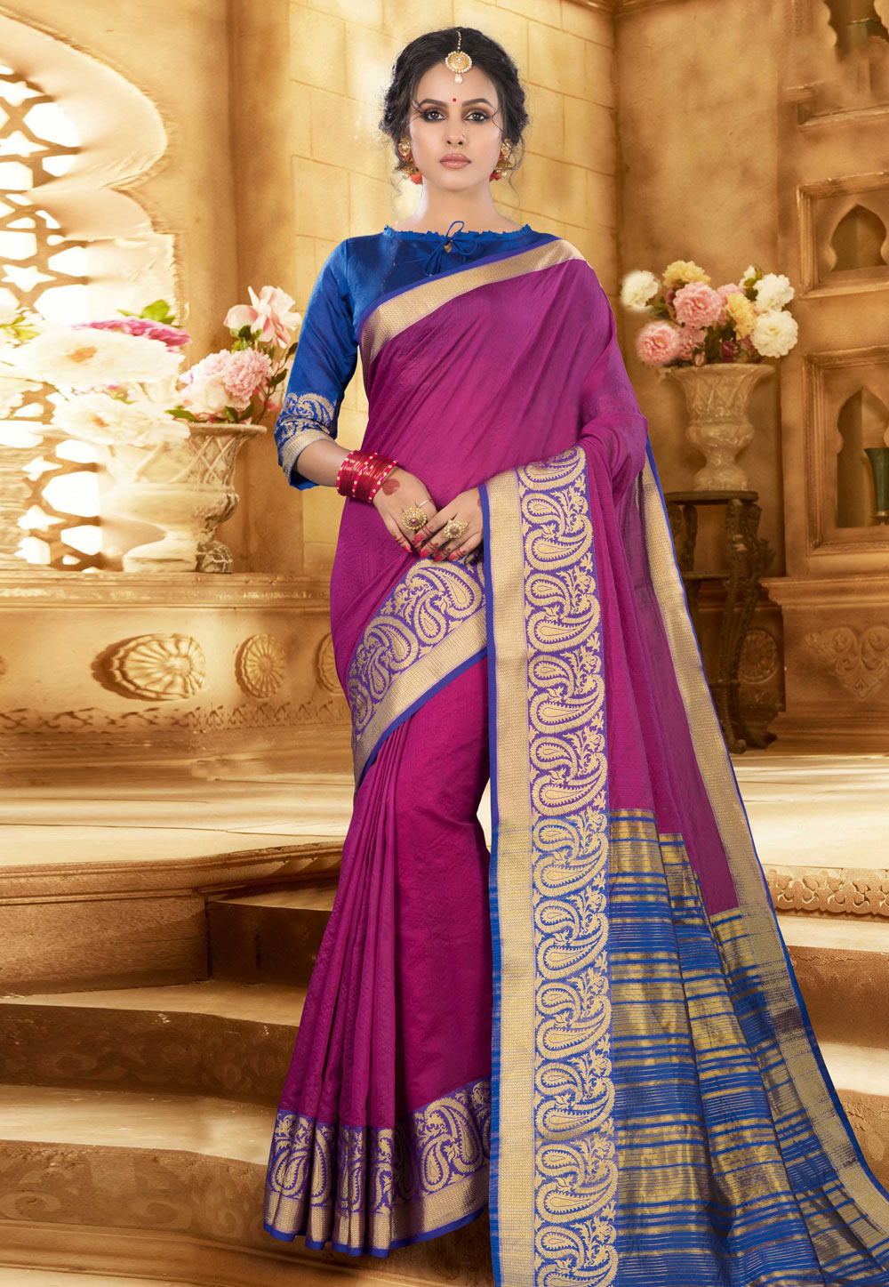 Magenta Silk Festival Wear Saree 205306