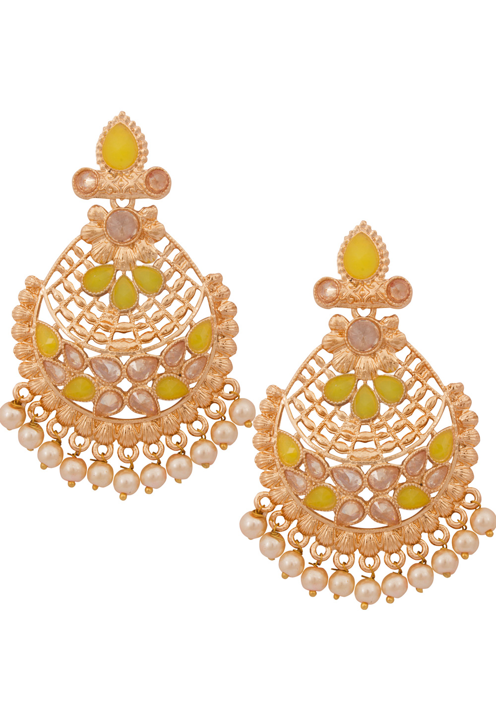 Yellow Alloy Earrings 179745