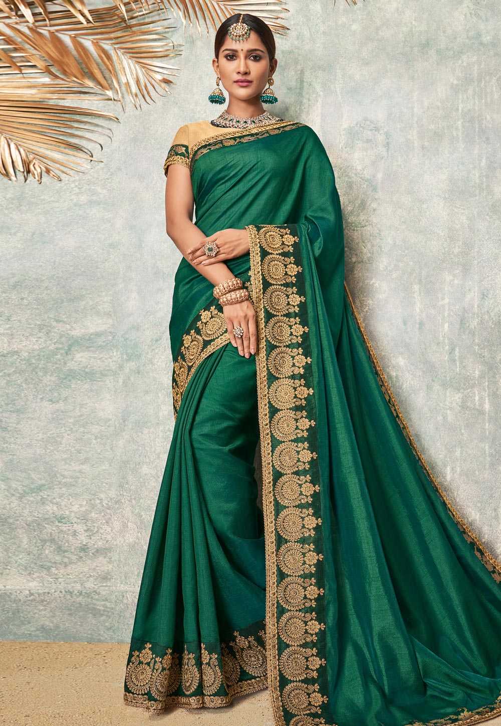 Green Silk Saree With Blouse 163777