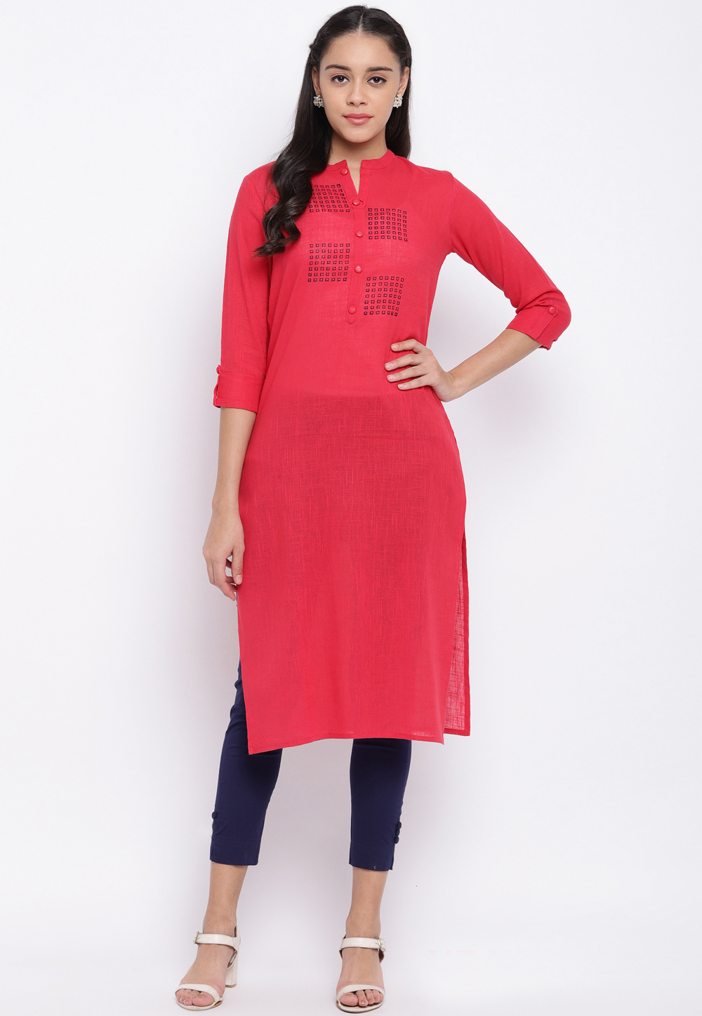 Red Cotton Readymade Tunic 205430