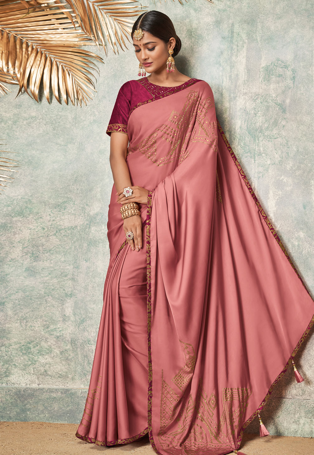 Pink Silk Party Wear Saree 163781