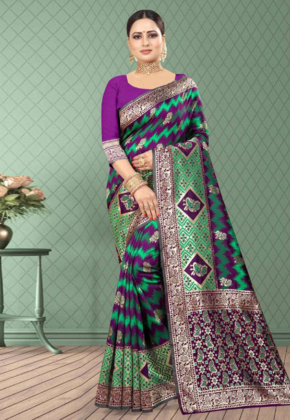 Violet Silk Saree With Blouse 205710