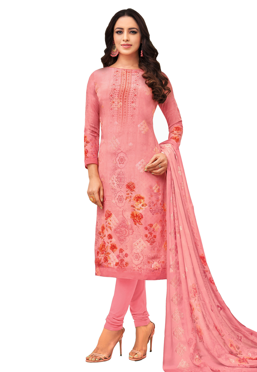 Pink Viscose Churidar Suit 205855