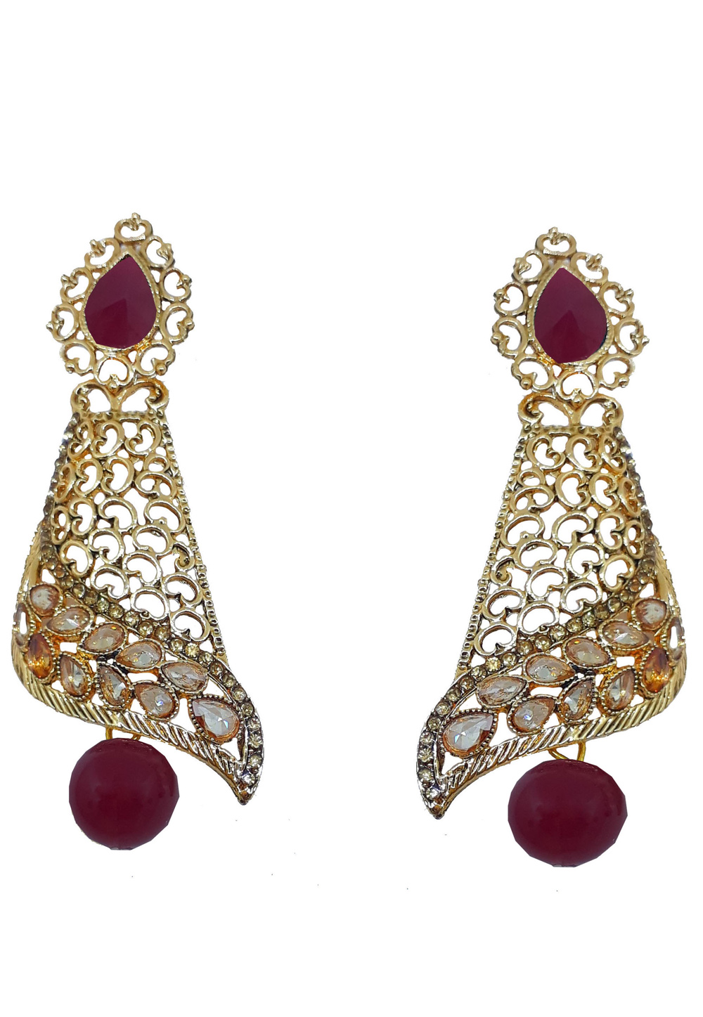 Maroon Brass Earrings 184171