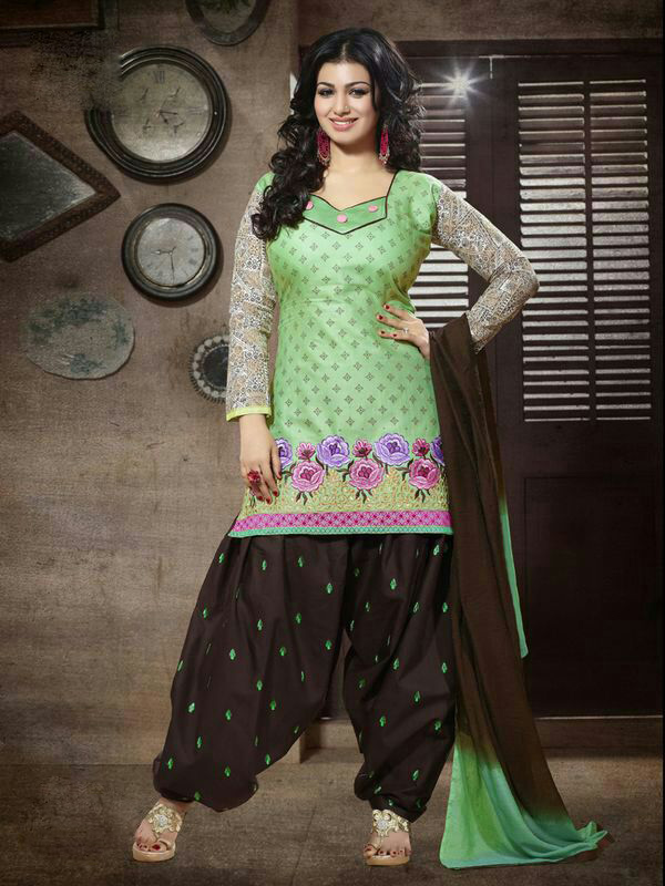 Ayesha Takia Green Flower Printed punjabi Salwar Kameez 36556