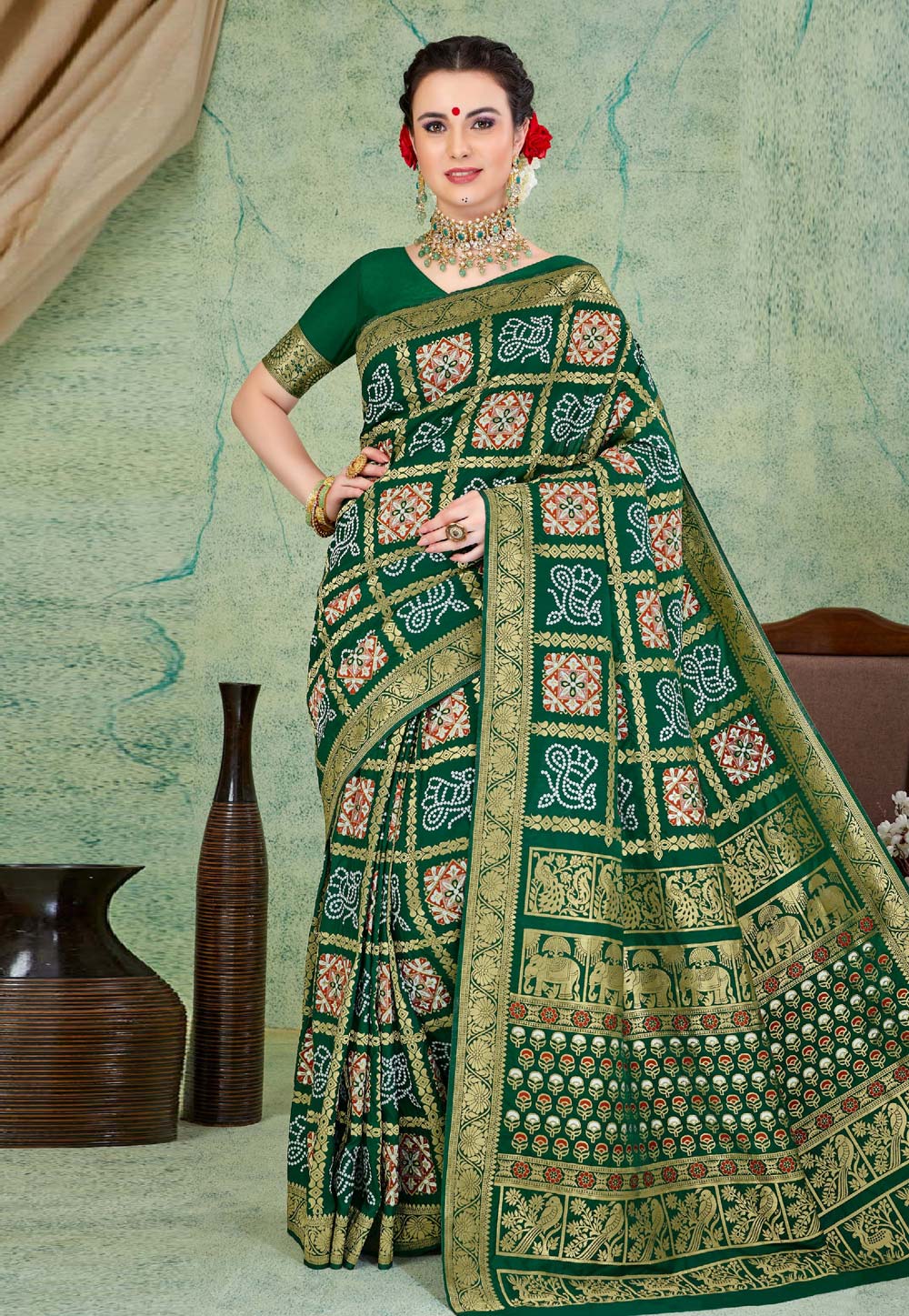 Green Art Silk Saree With Blouse 259185