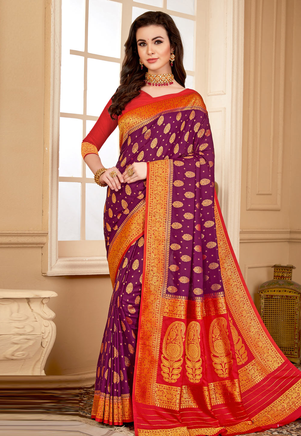 Purple Georgette Saree With Blouse 259191