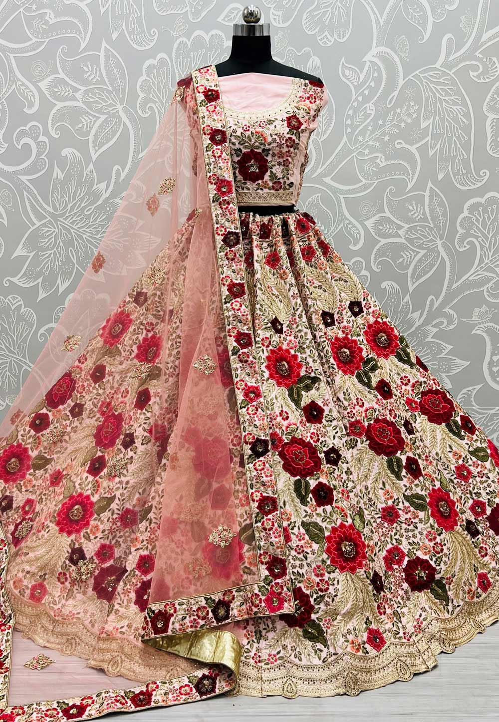 Pink Silk Wedding Lehenga Choli 244804