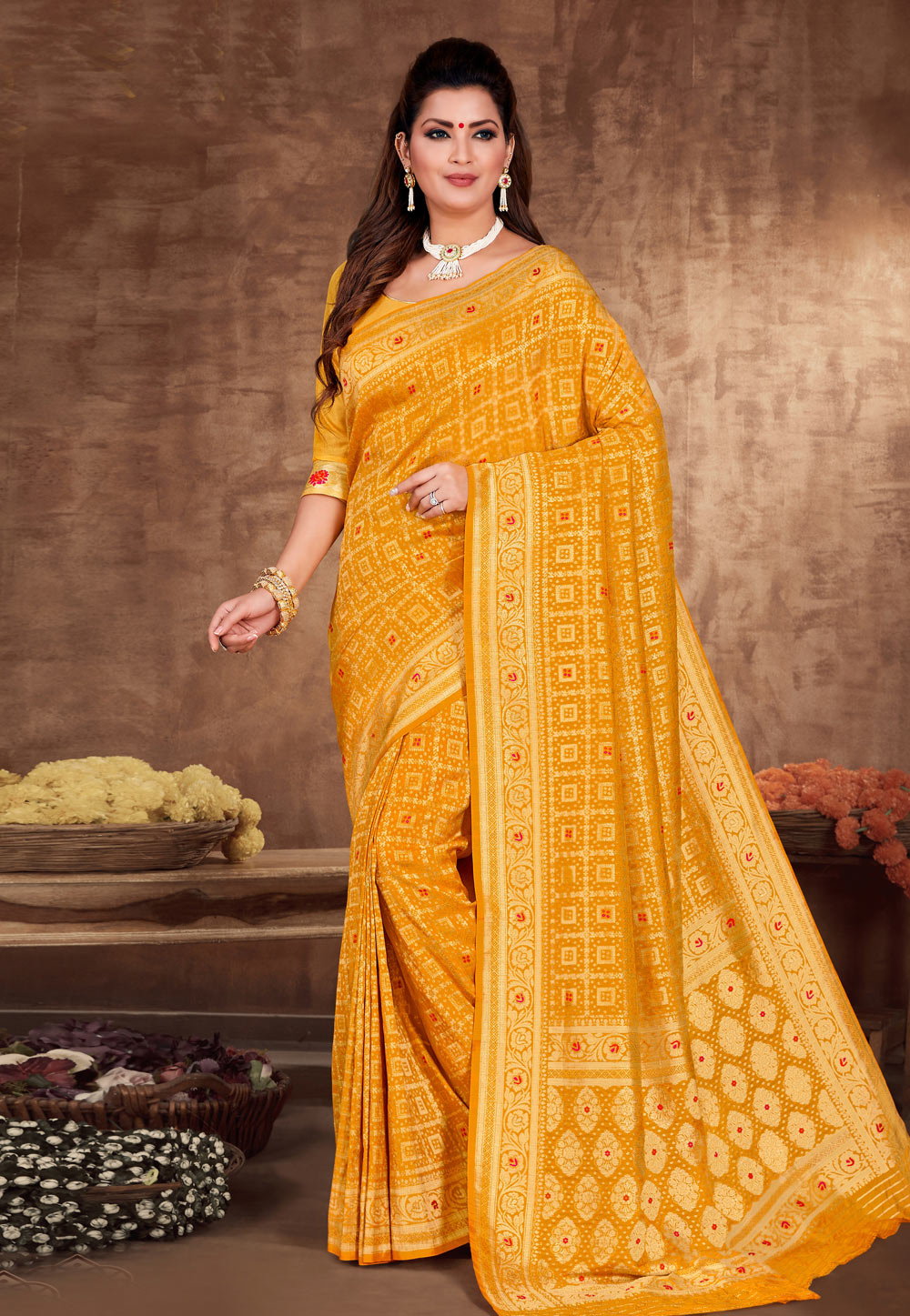 Yellow Art Silk Festival Wear Saree 217336