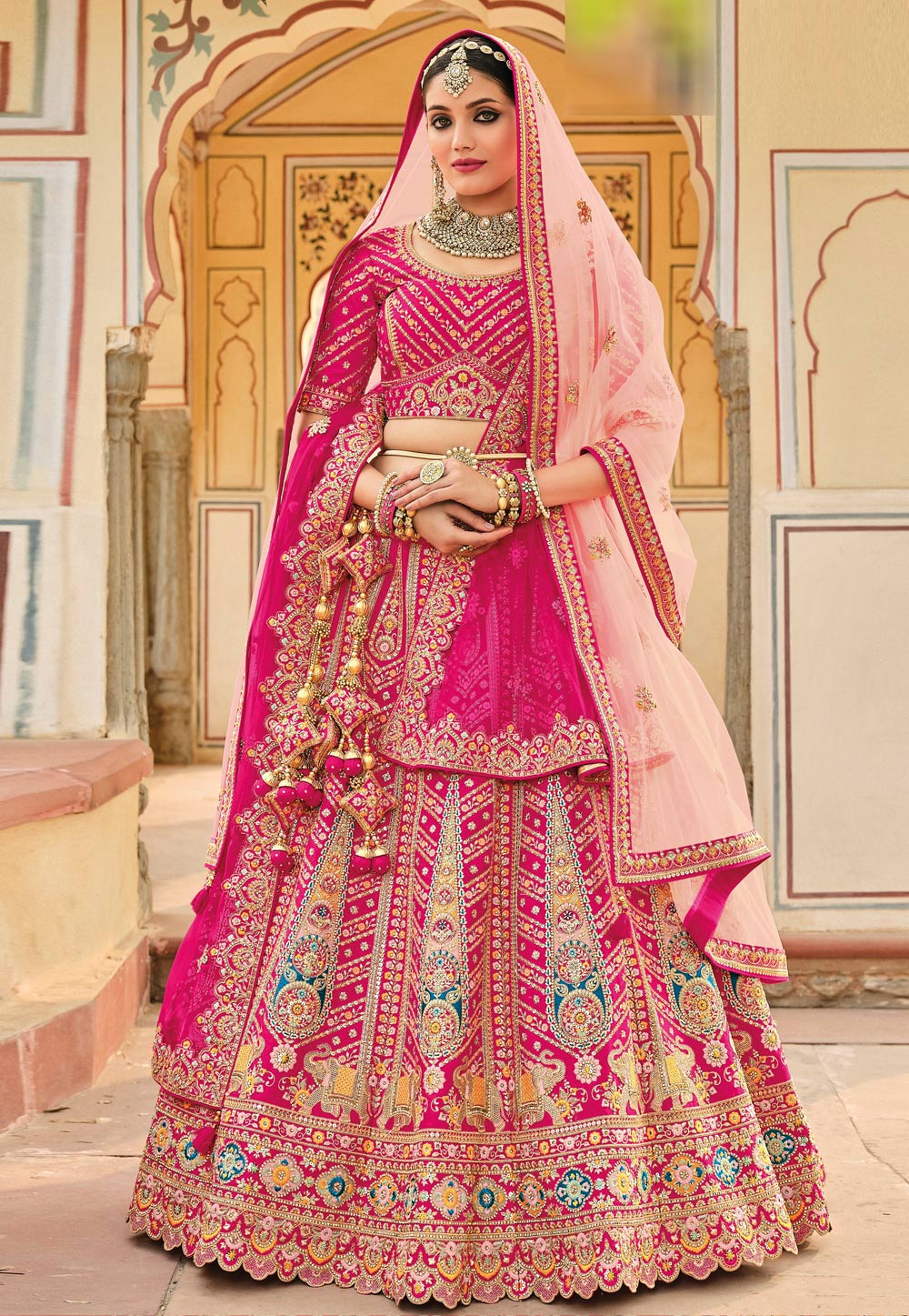 Magenta Banarasi Silk Bridal Lehenga Choli 251812