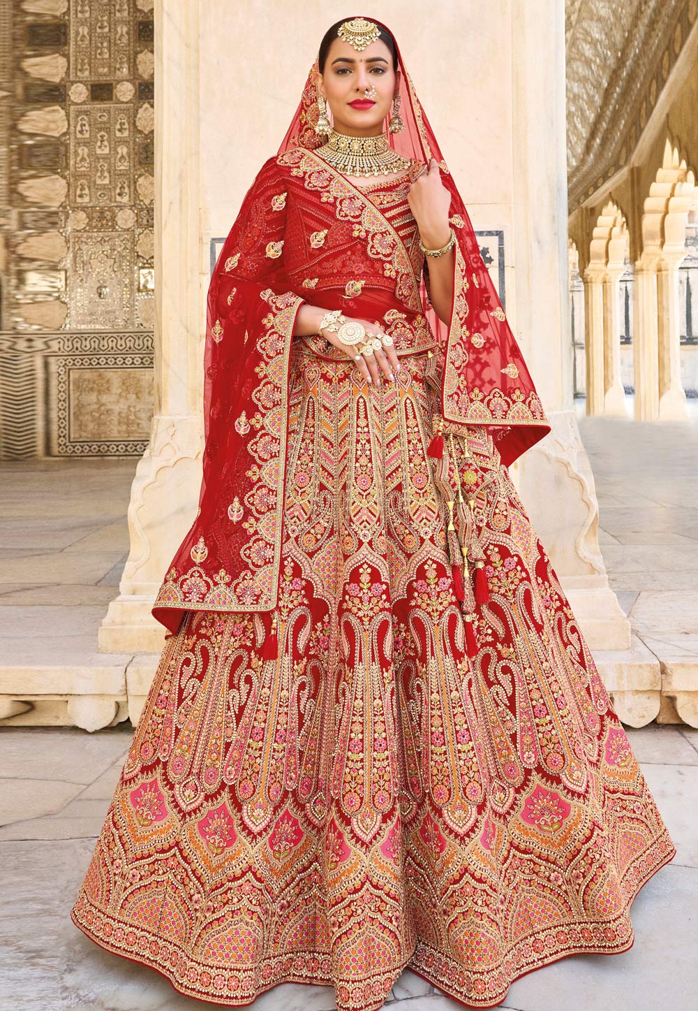 Maroon Banarasi Silk Bridal Lehenga Choli 251814