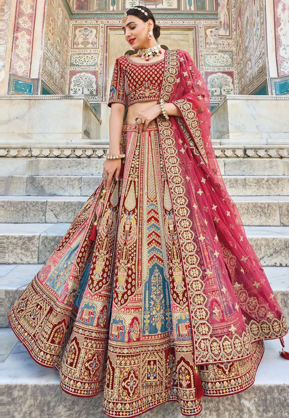 Maroon Banarasi Silk Bridal Lehenga Choli 251816