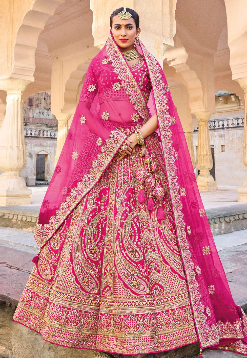 Magenta Banarasi Silk Bridal Lehenga Choli 251817