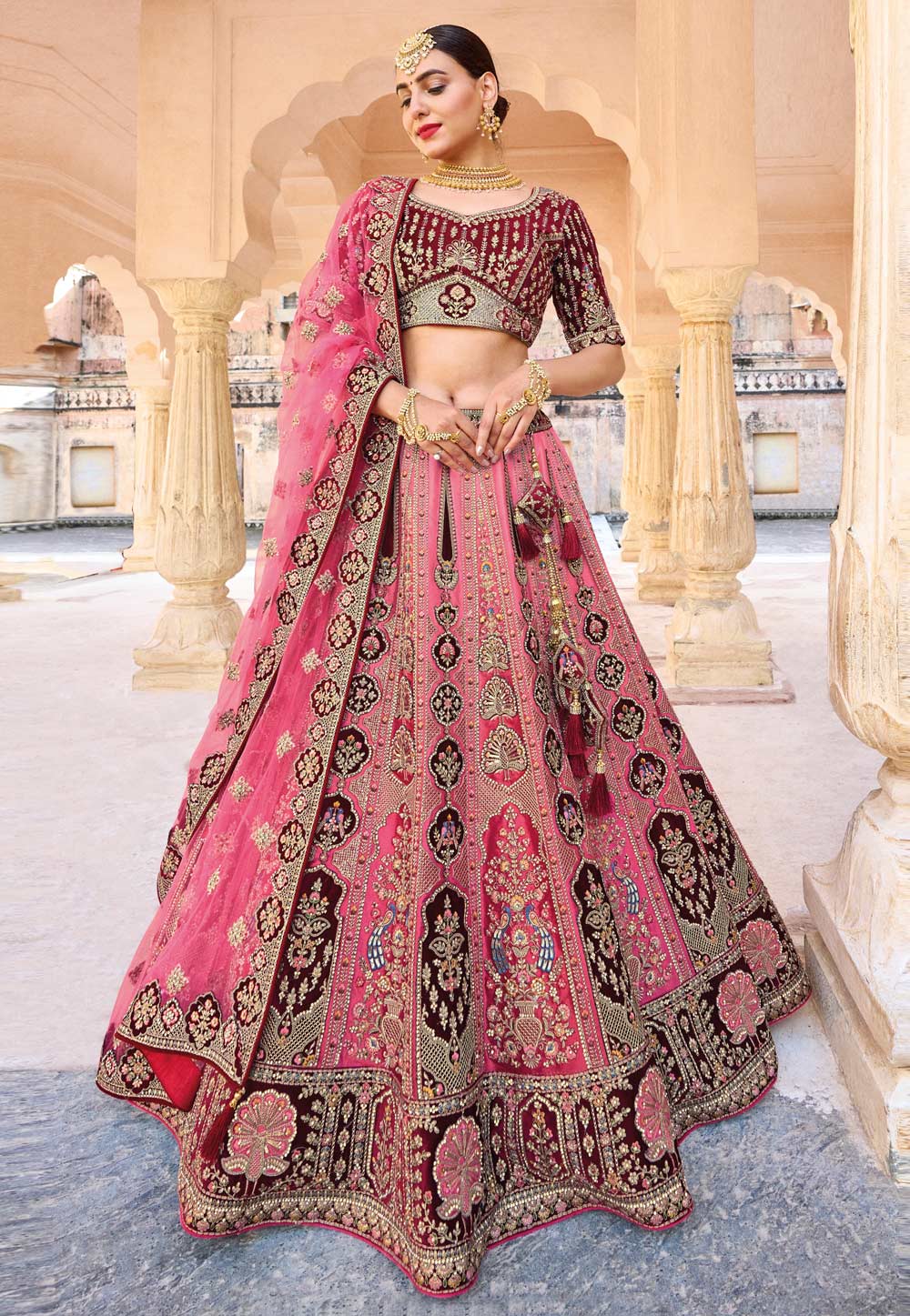 Pink Banarasi Silk Circular Lehenga Choli 251824