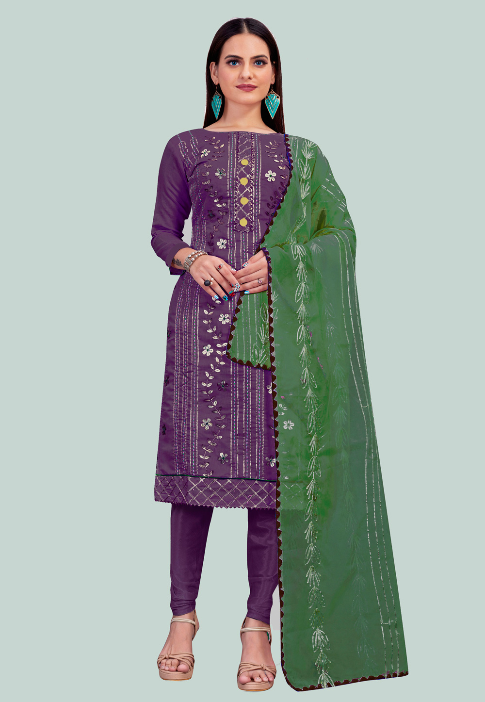 Purple Chanderi Churidar Salwar Suit 238030