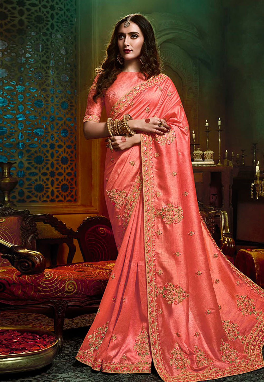 Pink Art Silk Festival Wear Saree 221253