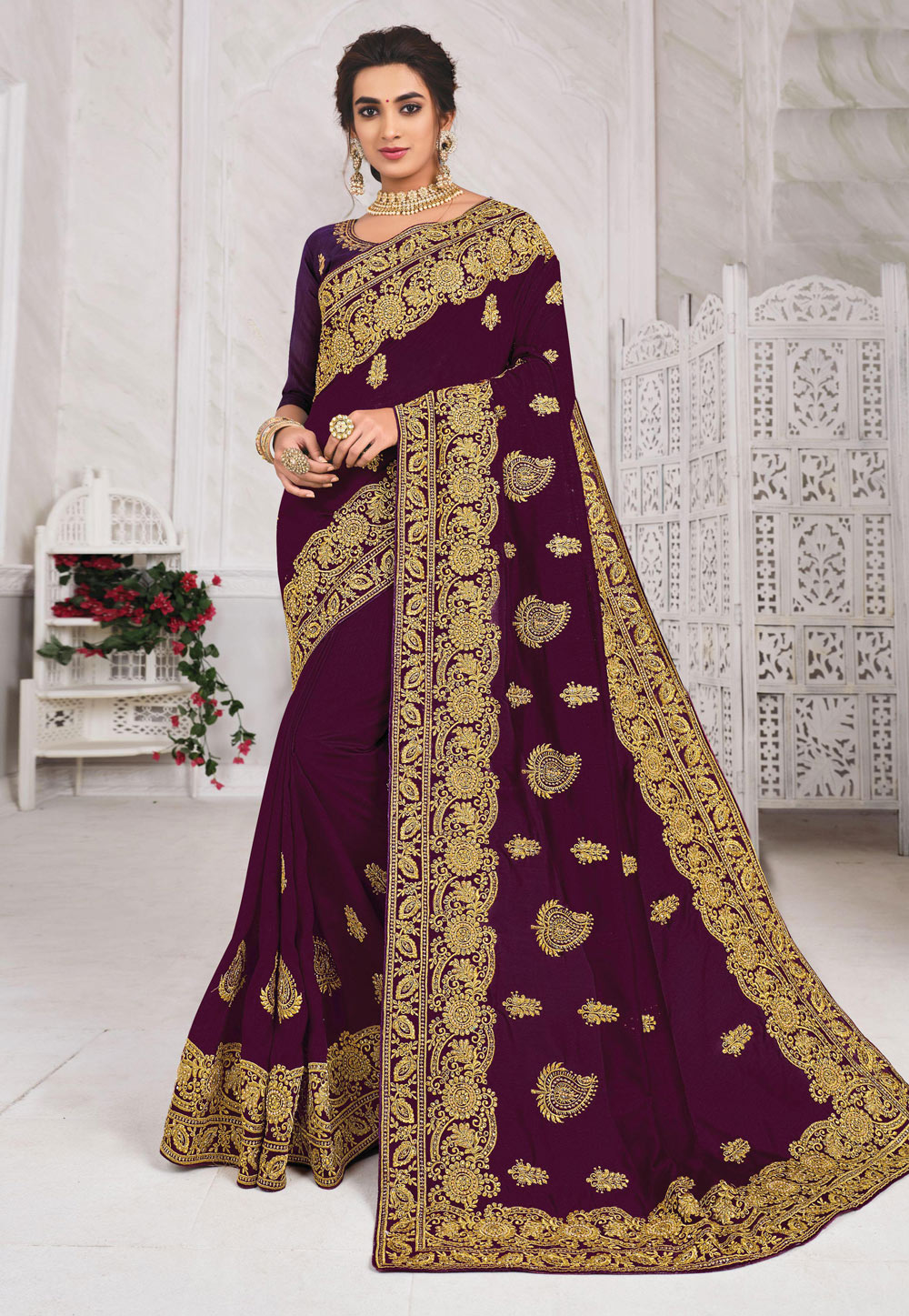 Purple Silk Saree With Blouse 222676