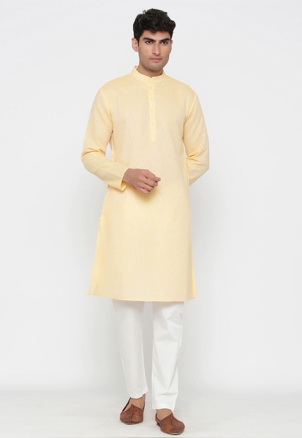 Yellow Cotton Kurta Pajama 222629