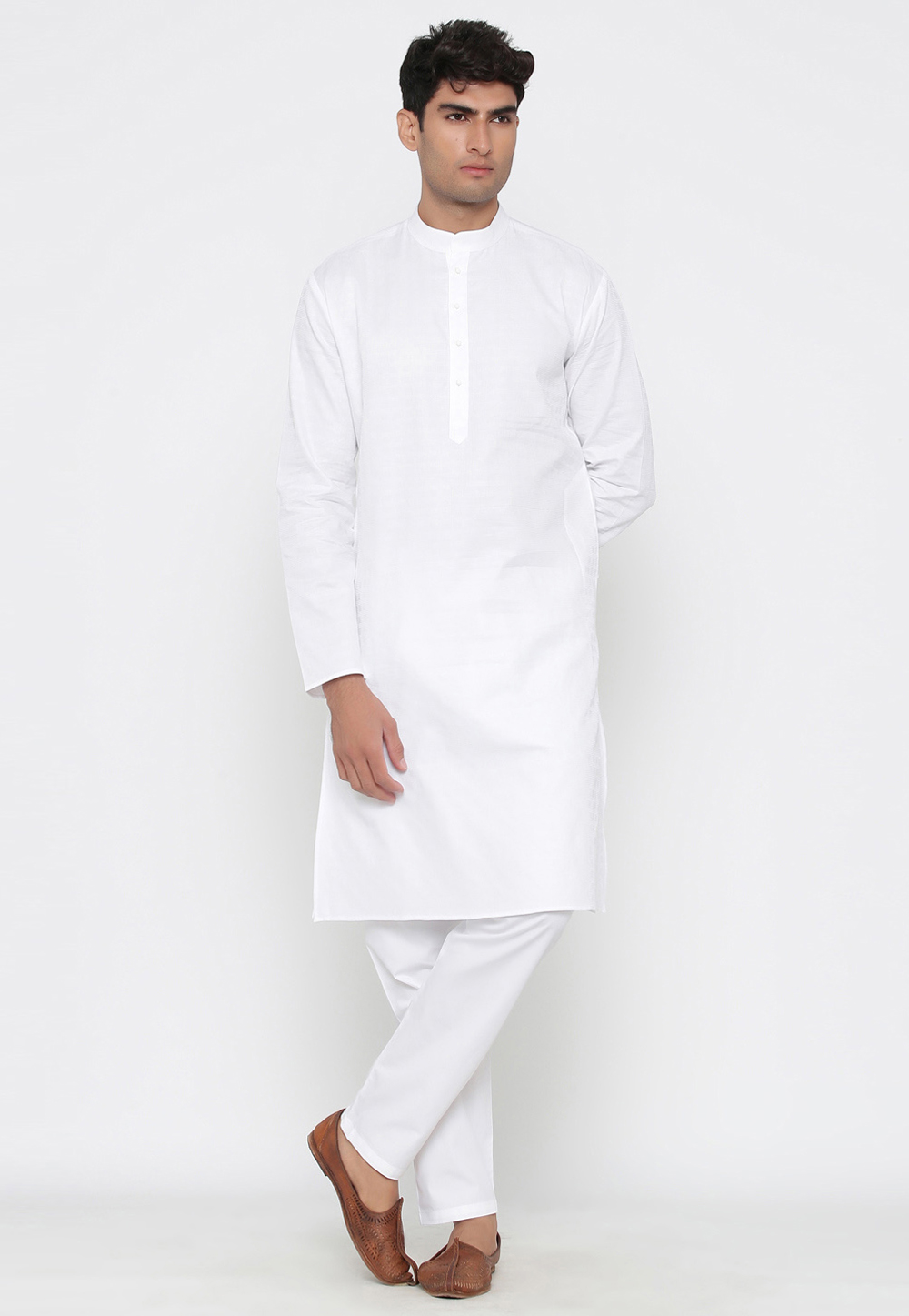 White Cotton Kurta Pajama 222630
