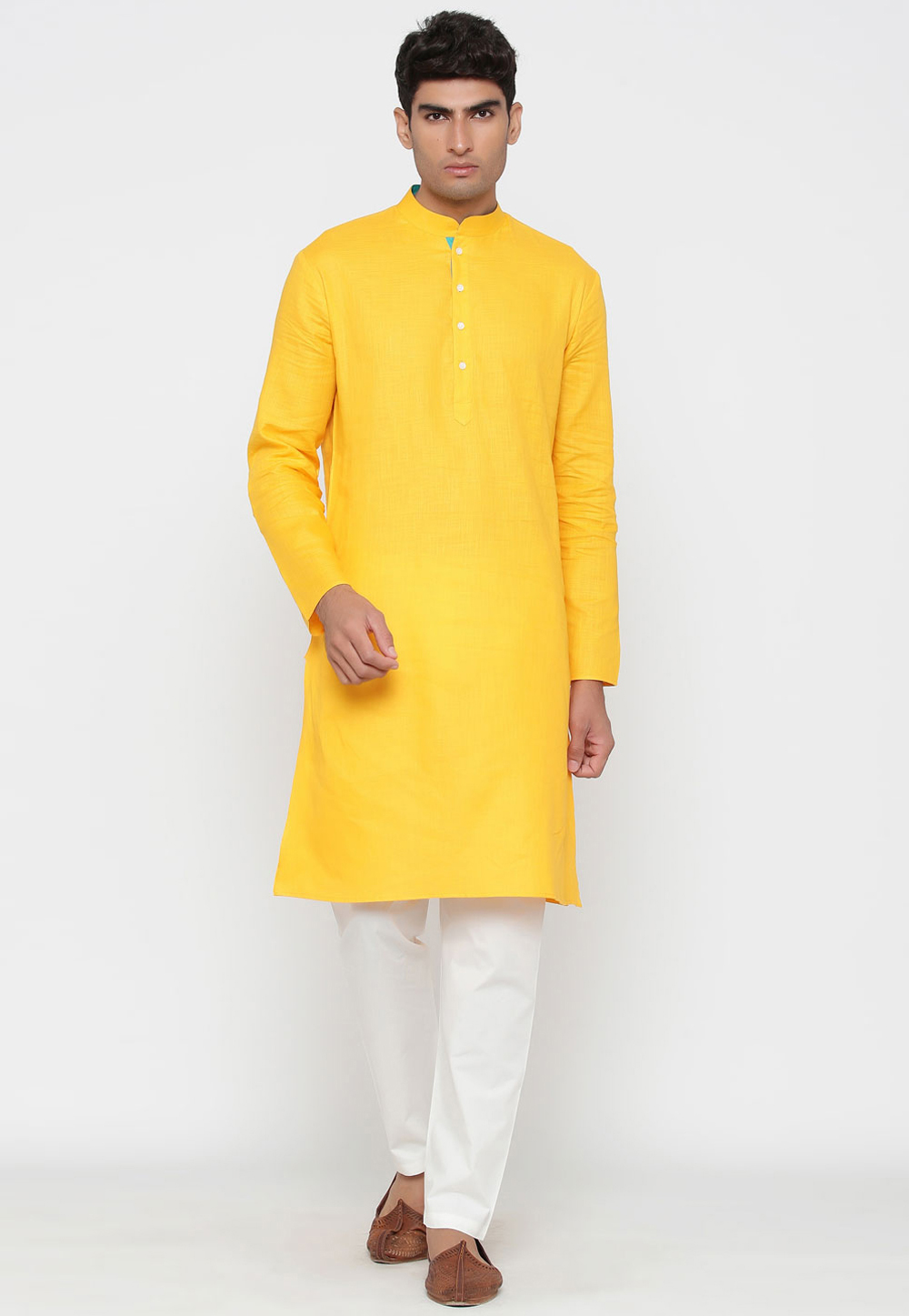 Yellow Cotton Kurta Pajama 222641