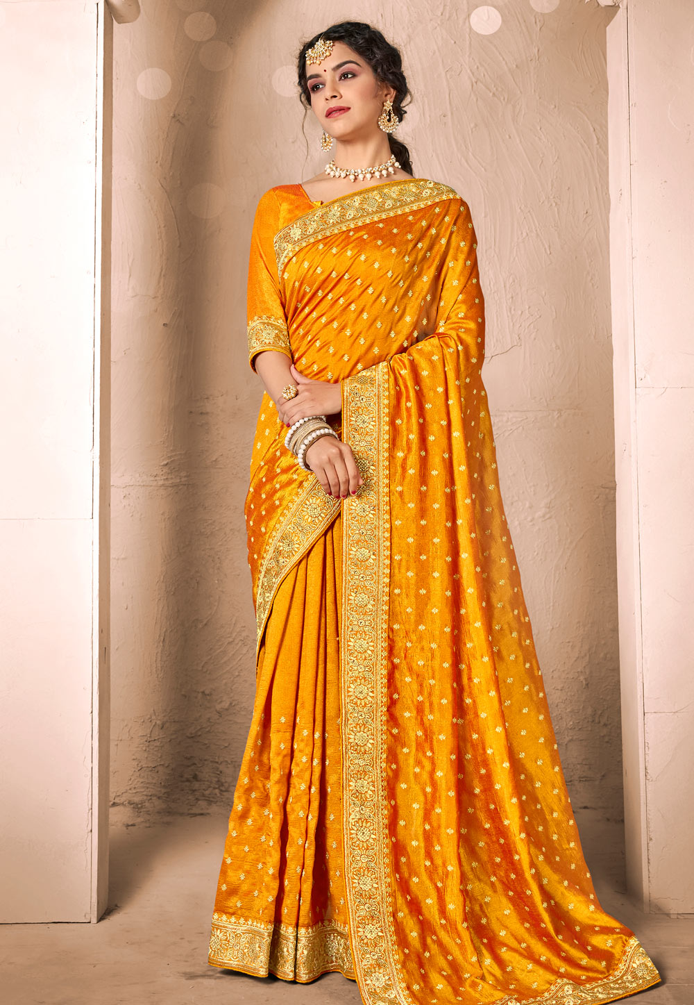 Yellow Silk Saree With Blouse 223680